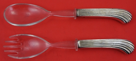 Salad Serving Set w/ lucite  9 1/8
