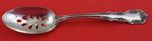 Pierced Serving Spoon 9-hole  8 1/4                                 - Wild Rose Old aka Rosalind Old by International - Sterling - With Monogram