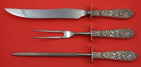 Roast Carving Set 3-pc  - Repousse by Various - Sterling