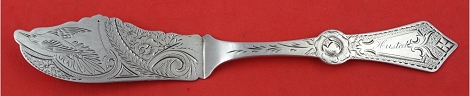 Master Butter flat handle brite-cut  w/ acid etched bird & foliage on handle 7 3/4