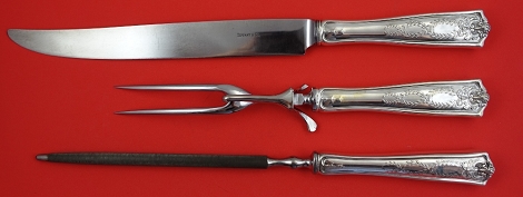 Roast Carving Set 3-pc w/ broken rest on carving fork - Winthrop by Tiffany - Sterling
