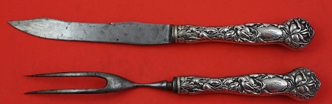 Steak Carving Set 2-pc w/ worn carbon blade & tines knife 9 1/2