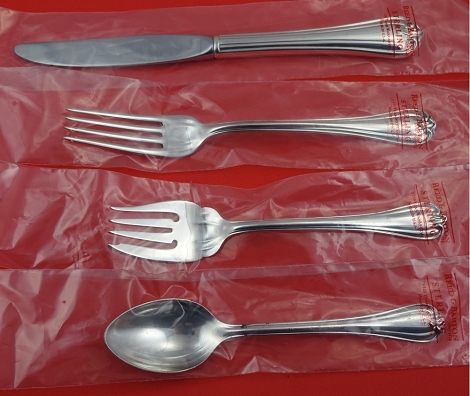 Regular 4-pc Setting factory sealed availability based on stock listed below - Woodwind by Reed and Barton - Sterling