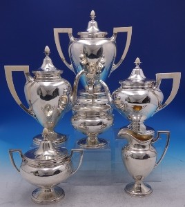 Tea Set 6-pc Rare IRT kettle on stand 74.5oz 14 1/2