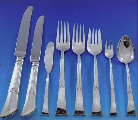 Linenfold by Tiffany and Co. Sterling Silver Flatware Service 8 Set 69 pc Dinner