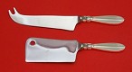 Cheese Set Made to Order Two Piece Cheese Set which includes: Cheese Knife with pick 8 1/4” & Cheese Cleaver  5 1/2” - Princess Fuchsia by Frigast - Sterling