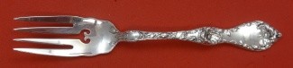 Salad Fork narrow  wavy shoulders pierced  w/ heart 6 1/4