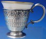 Demitasse Cup with liner pierced and engraved flowers 2 1/4