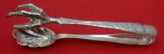 Ice Tong w/ claw & pierced spoon w/ flowers 8 1/2
