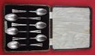 Demitasse Spoon Set of 6 Birmingham 1945 ASPCo - Angora Silver in fitted box 4 3/8