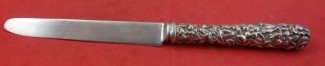 Regular Knife all around design  blunt  w/ thinner blade  silverplated blade  8 3/8