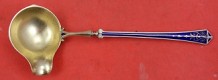 Sauce Ladle w/ spout  vermeil w/ blue & white enamel both sides  .925 sterling  5 5/8