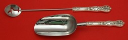 Bar Set **made to order 2-pc Bar Set Which Includes: Martini Spoon 12” & Ice Scoop 9” HH WS - Wild Rose by Watson - Sterling