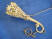 Gilt Brass Tussie Mussie with 6 Turquoise j1220