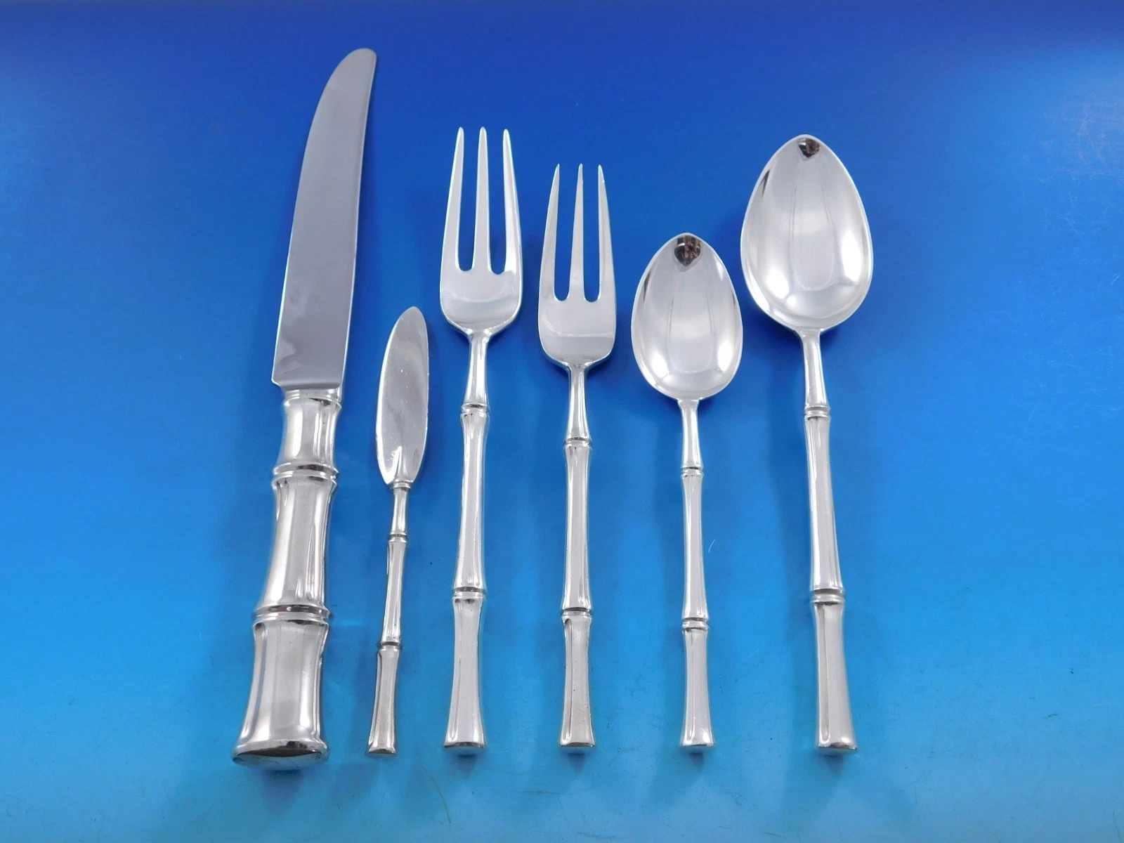 Bamboo by Tiffany Sterling Silver Flatware Set for 12 Service 74 pcs Dinner