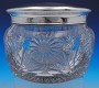 Tobacco Jar w/ crest and knight Cut Crystal and silver weight of silver 11.7oz 6 3/4