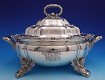 Tureen w/ lid, handles and chrysanthemum 8 pints wt. 67.5ozt dated on bottom Feb. 16th 1892 13