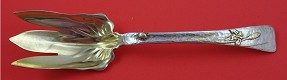 Salad Serving Fork GW w/ beetle and iris flower 9 1/8