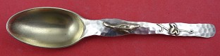 Coffee Spoon GW w/ applied leaf and seed pod #390-760 partial gilt 4 7/8