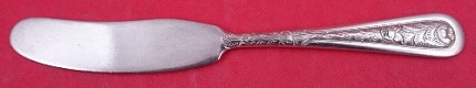 Butter Spreader flat handle hand engraved flower 5 3/4