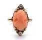 Coral Cameo 10K Ring with Diamond Accents size 5.75 j5977
