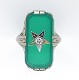 14K Filigree Green Onyx & Diamond Ring size 4 j6213