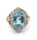 10K tri-color 3.28ct Aquamarine Filigree Ring size 6.25 j5336