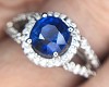 14K 2 carat Blue Sapphire and Diamond Halo Ring size 7 j3800