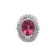 14K White Gold Ring with 4 carat Pink Tourmaline and Diamond Halo Size 6.25  j145
