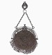 Art Nouveau Figural Silverplate Purse with Chatelaine Clip and Beading  j4251