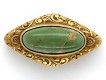 Hand Engraved 10K Gold Turquoise Pin j6049