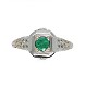 18K White Gold Deco Filigree .21ct Emerald Ring size 9.5  j6332