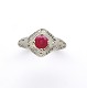 Art Deco 14K Gold Filigree Ring with .66ct Round Ruby size 7 j6401