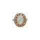 10k Yellow and White Gold Vintage Opal Ring with Flowers size 7.5  J6576
