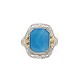 10k White Gold Filigree Blue Onyx Ring with Pink & Green Gold Accents size 5.5 j6601