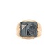 10K Yellow Gold Men's Hematite Intaglio Ring with Diamond size 11.25  j6633