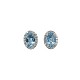Platinum Oval Aquamarine and Diamond Halo Stud Earrings j6727