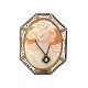 14K Shell Cameo Pin Pendant Art Deco Filigree Frame j6888