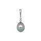 14K white gold Large 14.2mm Black Tahitian Pearl Enhancer Pendant Peacock color j7030