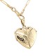 14K Yellow Gold Heart Locket with Engraved Clover and Elongated Chain with Swivel Clasp  j7185