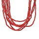 Multistrand Natural Ox Blood Coral Heishi Tube Bead Necklace 16.75