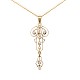14K Yellow Golf Antique Diamond and Pearl Lavaliere with 18
