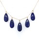 14K Yellow Gold Necklace with 5 Lapis  Briolette Drops   j7599