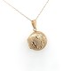 14K Yellow Gold Very Small Round Locket with Engraved Heart and Chain j6524