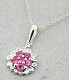 14K Ruby and Diamond Round Halo Pendant j5088