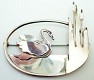 Sterling Hand Wrought Swan Pin j2979