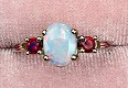 14K Opal and Ruby 3 Stone Ring size 8 j3863