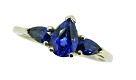 14K 1.49ct tw Blue Sapphire 3 Stone Ring size 6 j555